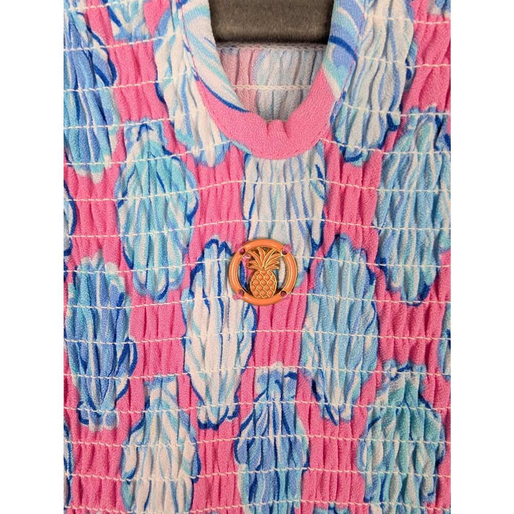 Simply Southern Dress Maxi Shell Novelty Tiered Preppy Beach Pink Blue Size L - Picture 8 of 11